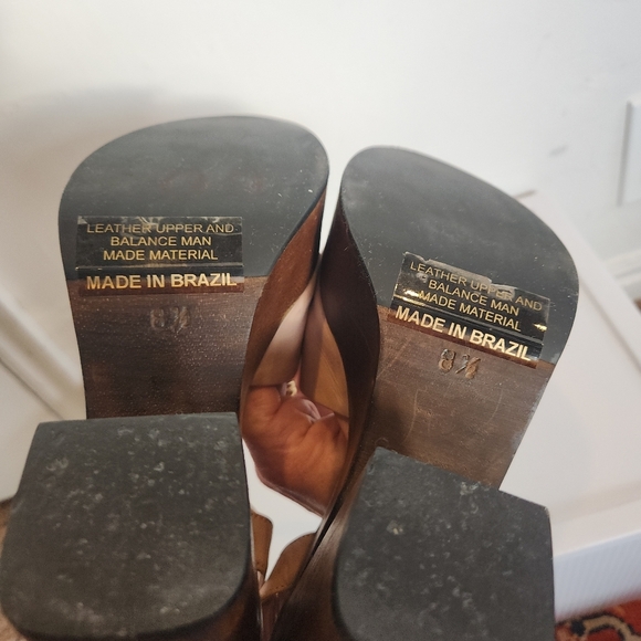 Lulus Lolita Leather Light Nude Suede Wooden Platform Heels - Picture 7 of 7